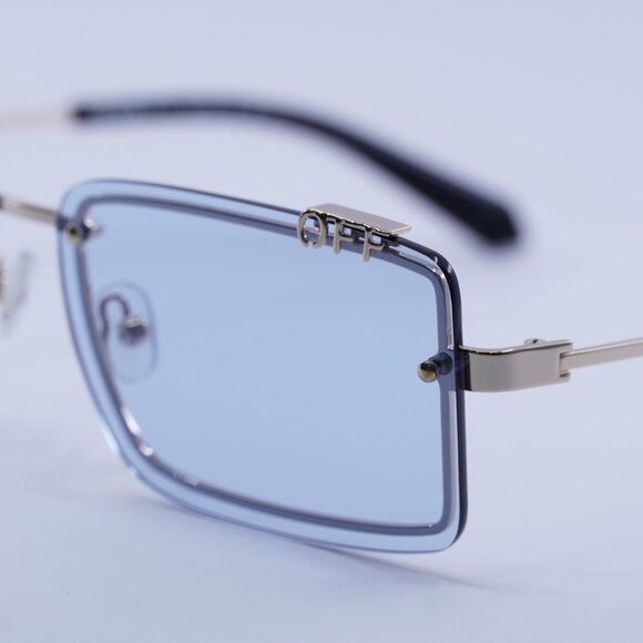 Off-White OERI13N TAMPA 7640 Sunglasses Gold Rectangle Frame, Blue Lenses
